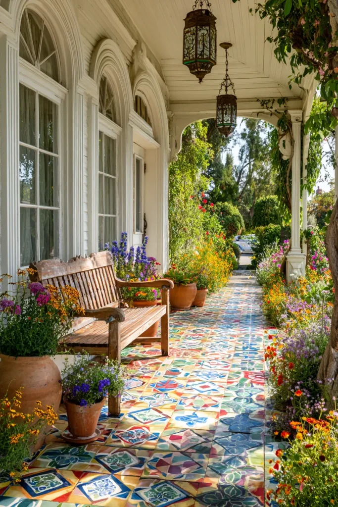 Colorful Flowering Patio with Seating