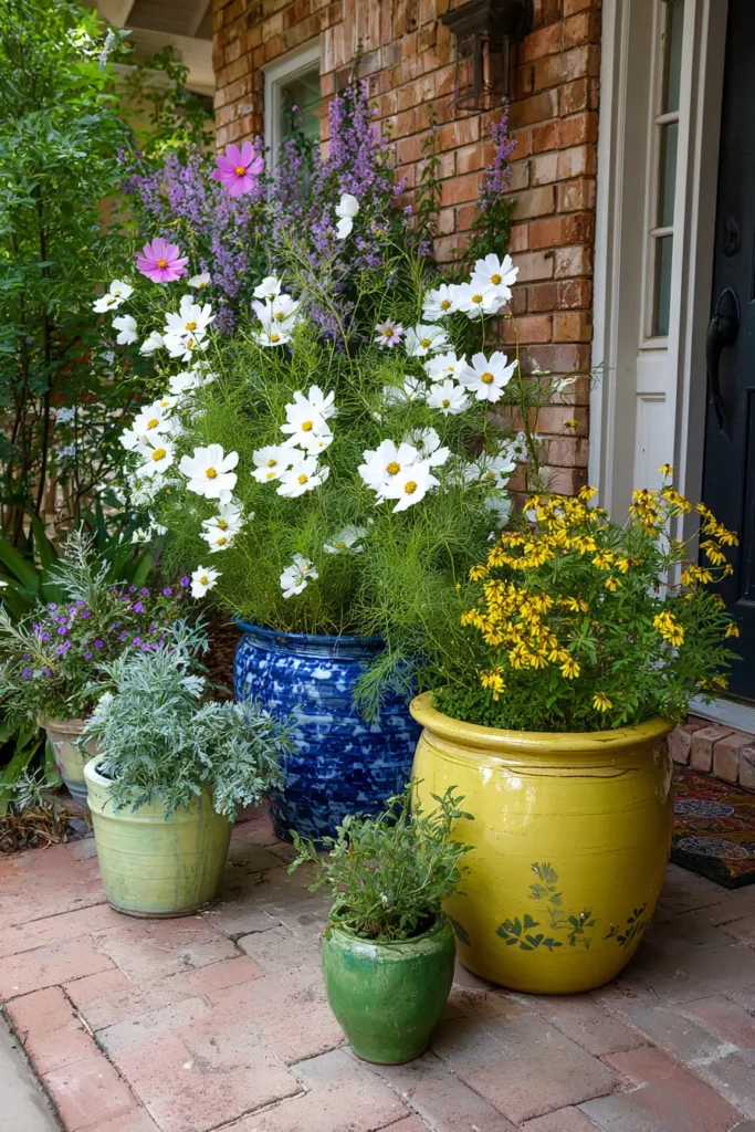 Colorful Mixed Flower Patio Planters