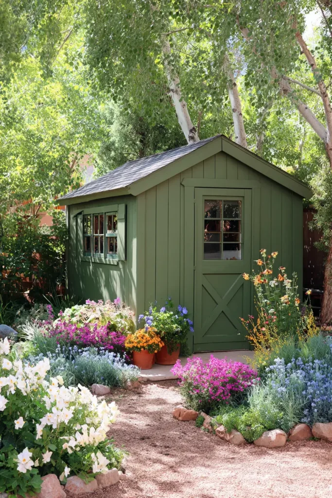 Colorful Perennial Flower Garden Shed