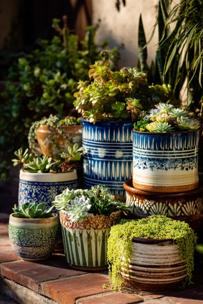 Colorful Succulent Planters with Texture