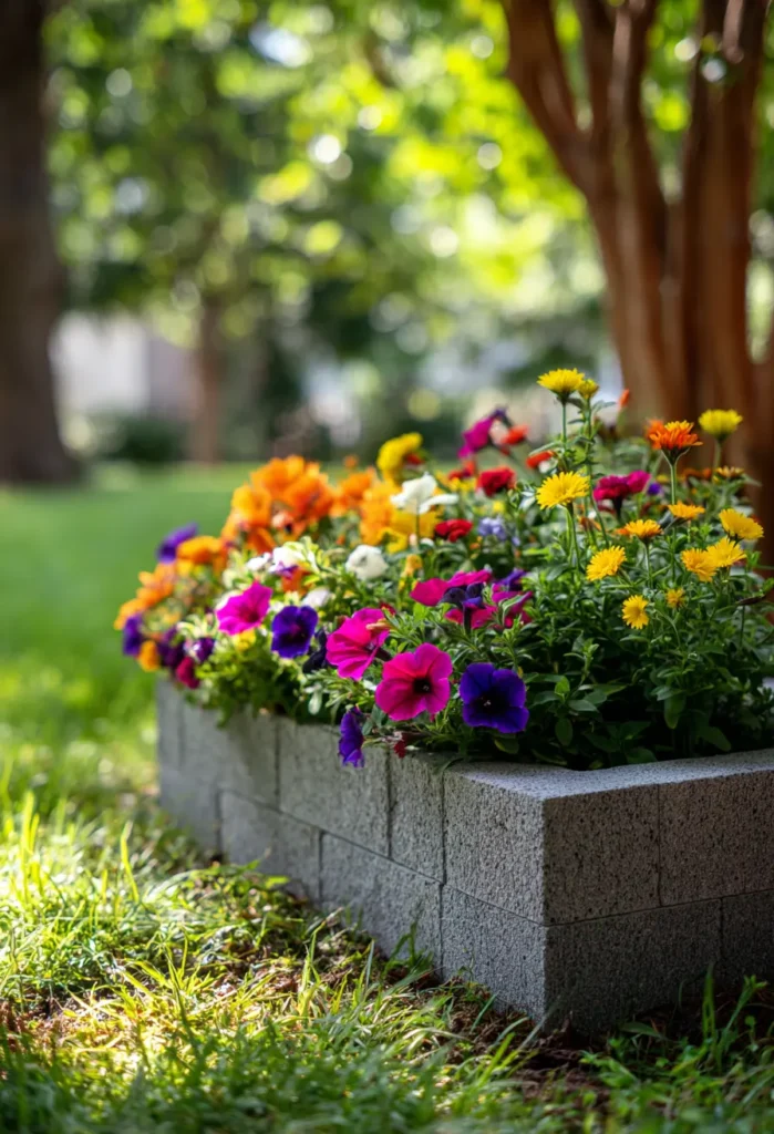 Concrete Block Bench Planter