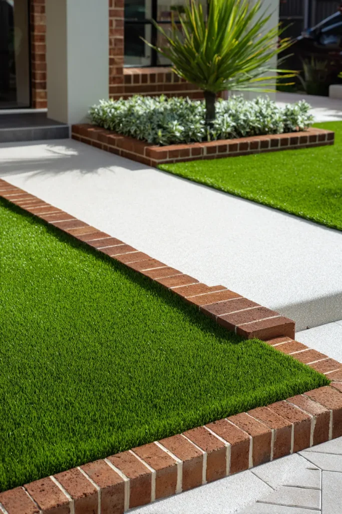 Contemporary Brick Lawn Edging Design