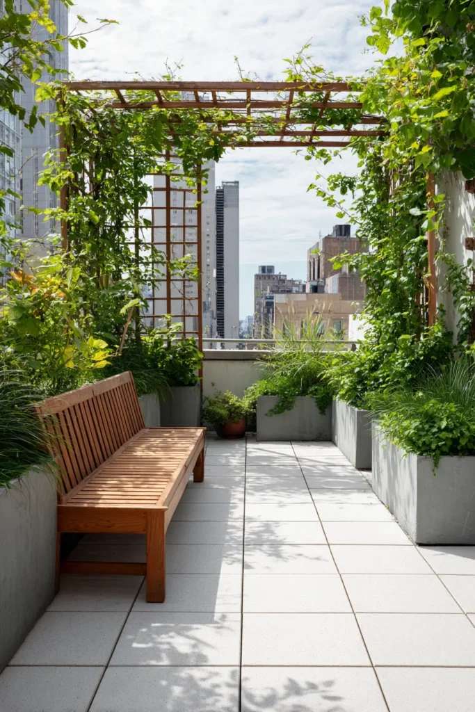 Contemporary Courtyard with Grapevines