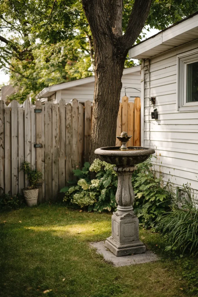 Contemporary Garden with Bird Bath Oasis