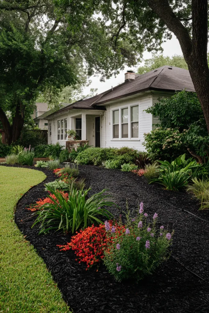 Contemporary Landscape with Black Mulch
