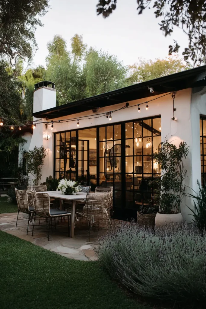 Contemporary Outdoor Kitchen With Bar Seating