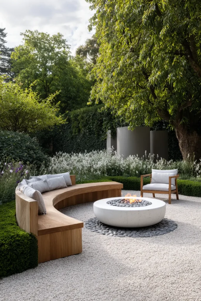 Contemporary Rose-Filled Gravel Courtyard