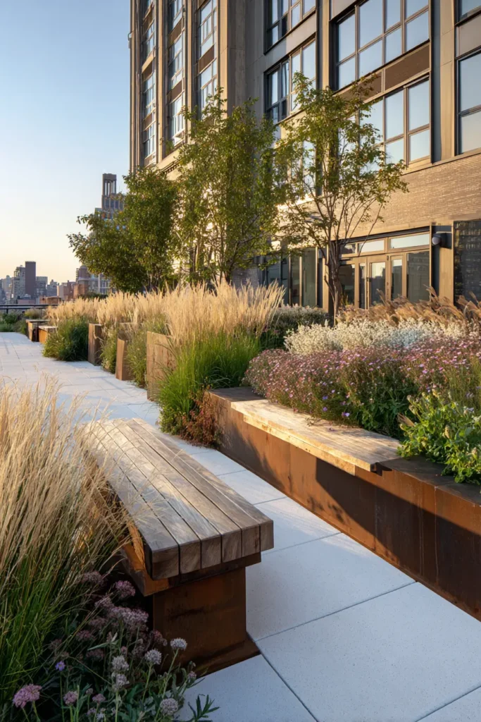 Contemporary Rustic Planters with Grasses