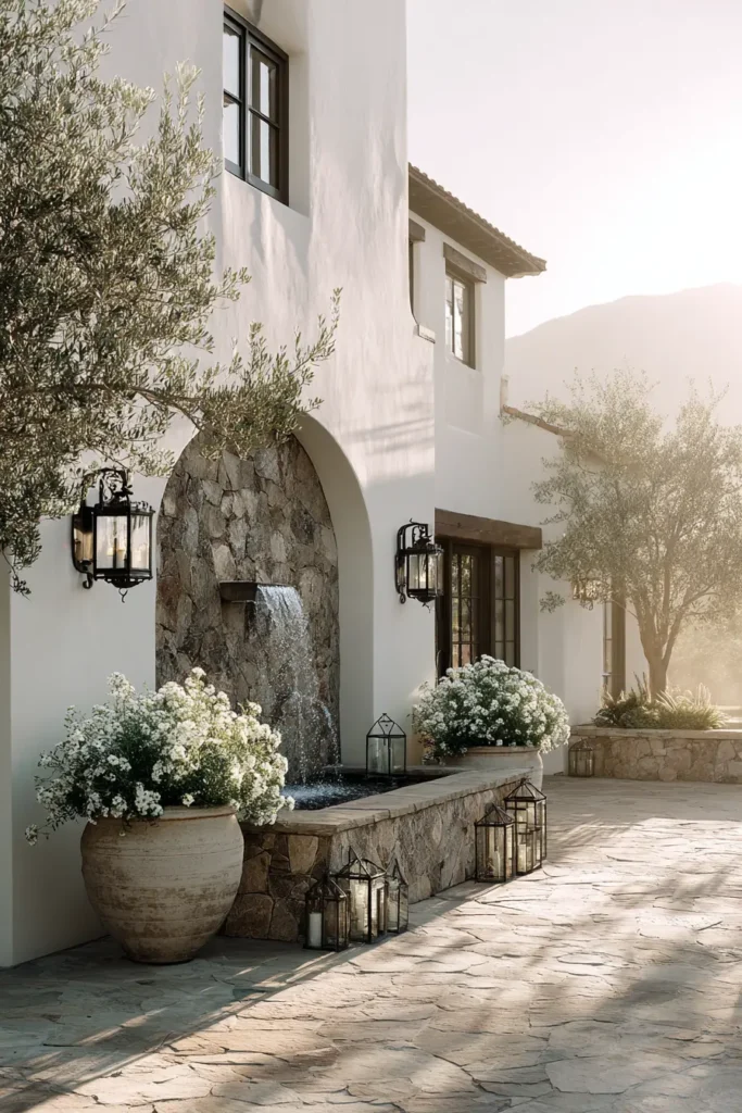 Courtyard with Potted Geraniums