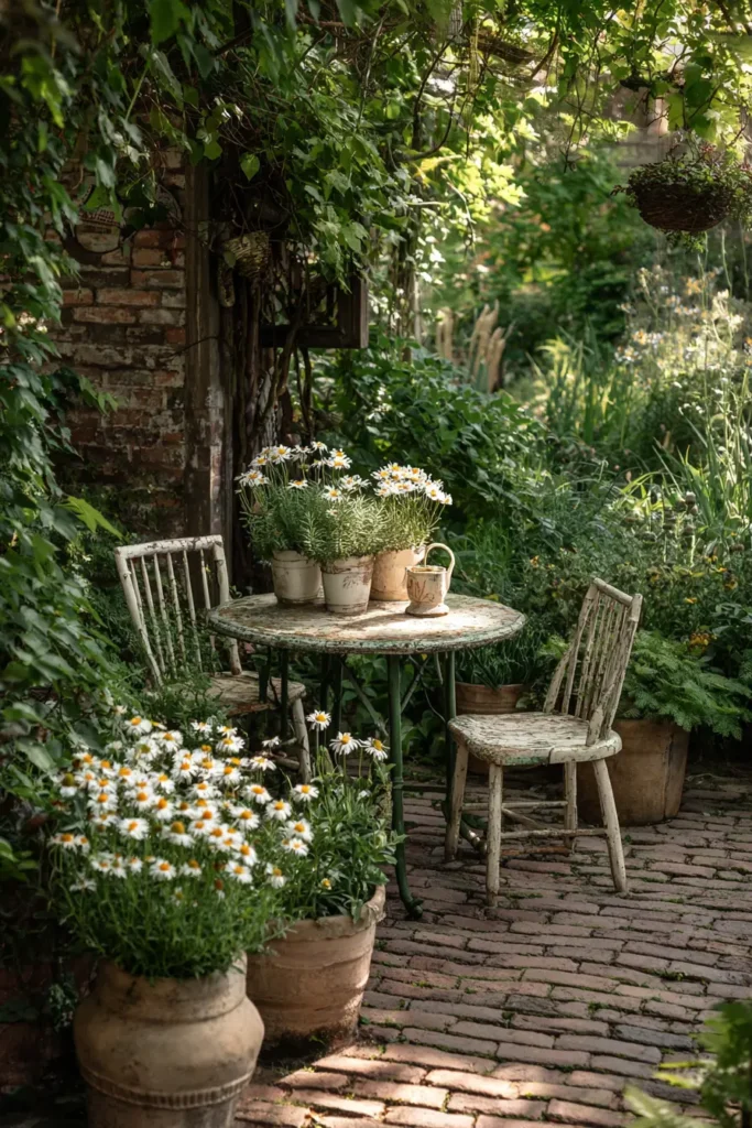 Cozy Floral Patio with Table