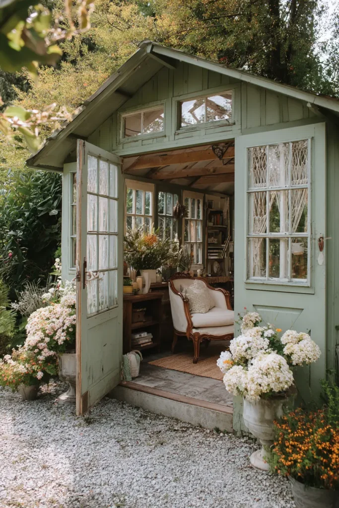 Cozy Green Garden Office Shed