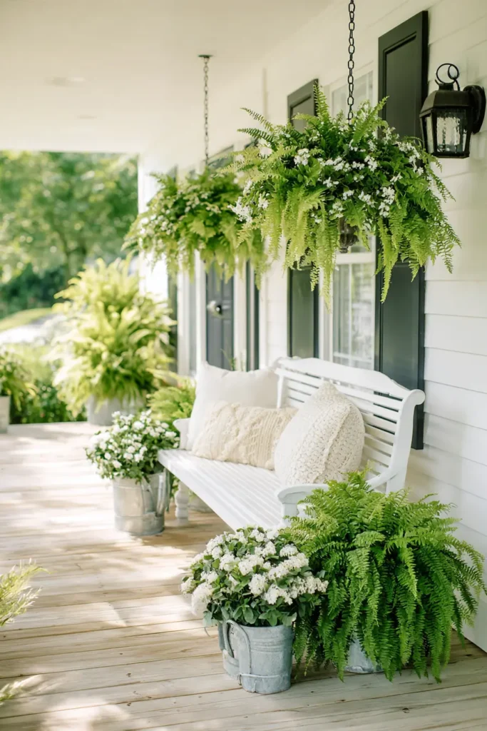 Cozy Spring Porch with Ferns