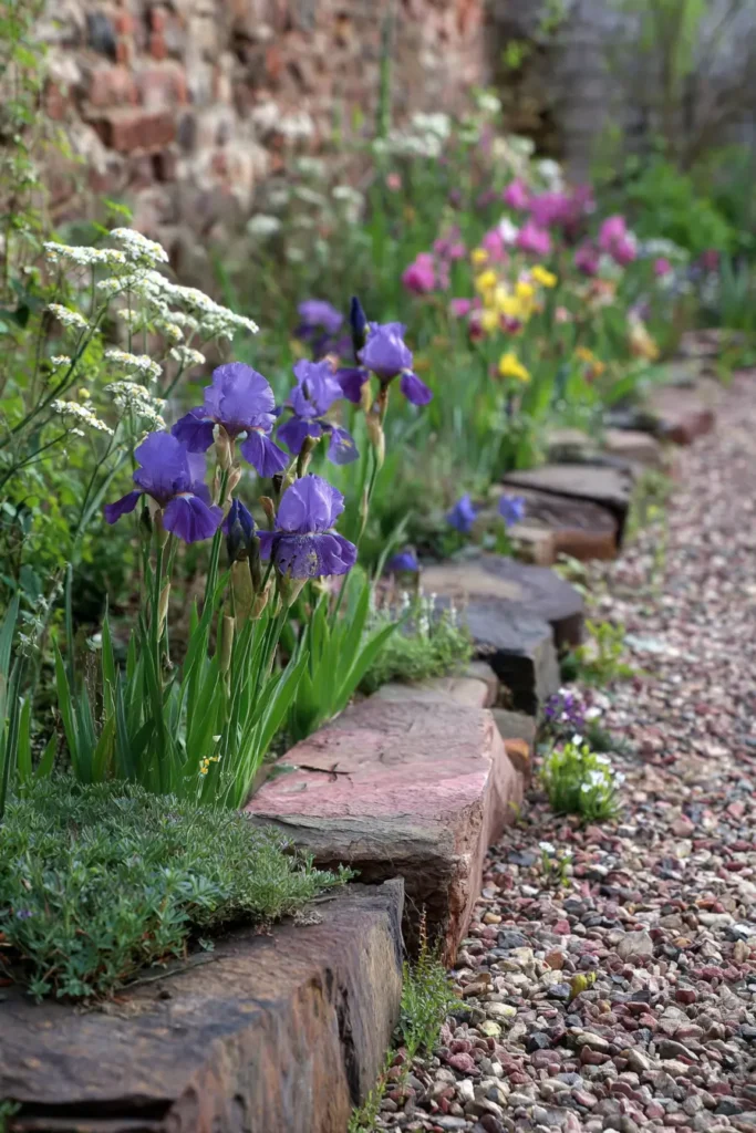 Curved Border For A Flower Bed Made Of Bricks