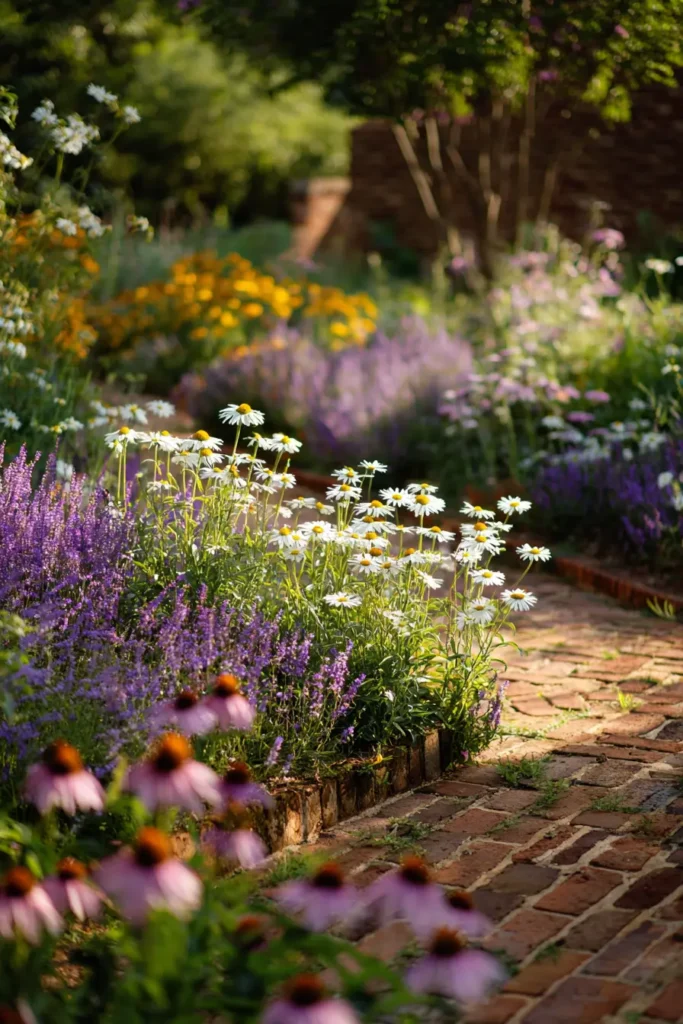 Curved Brick Border with Echinacea