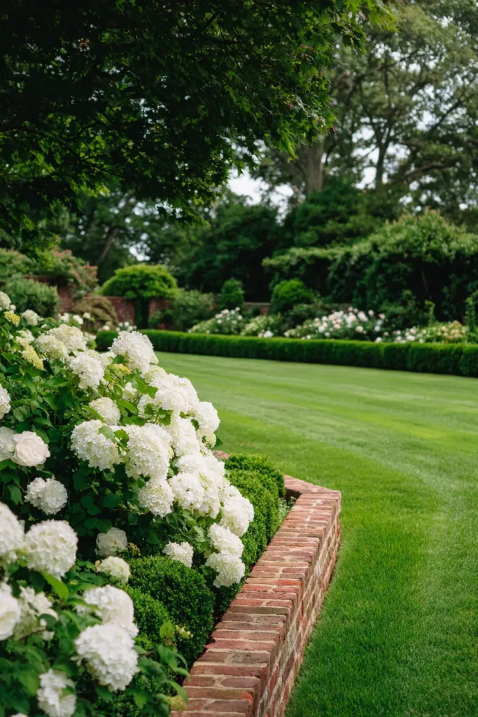 Curved Brick Wall with Roses