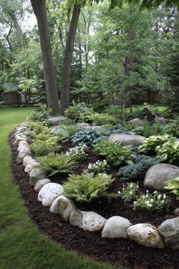 Curved Hostas Flower Bed Design