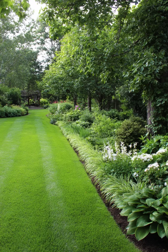 Curved Rustic Edging with Greenery