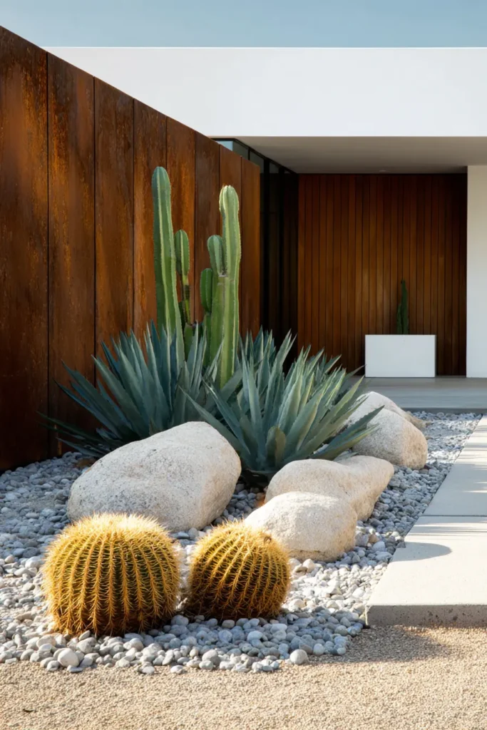 Desert Minimalism with Cacti and Stone