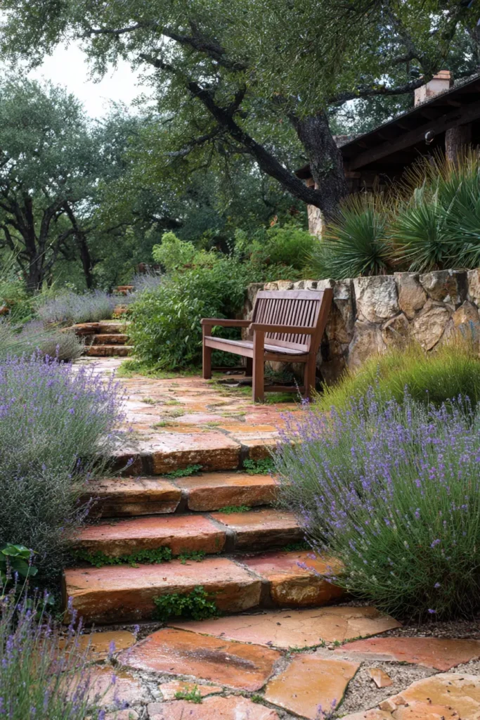 Desert Oasis with Succulents and Steps