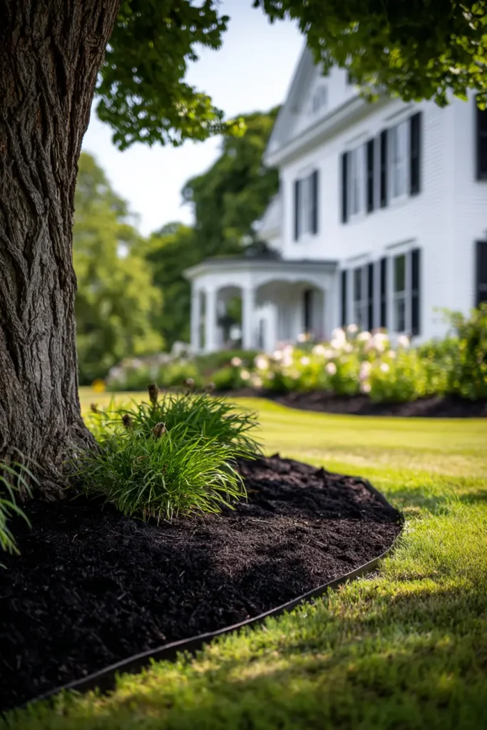 Elegant Curved Mulch Bed with Shrubs