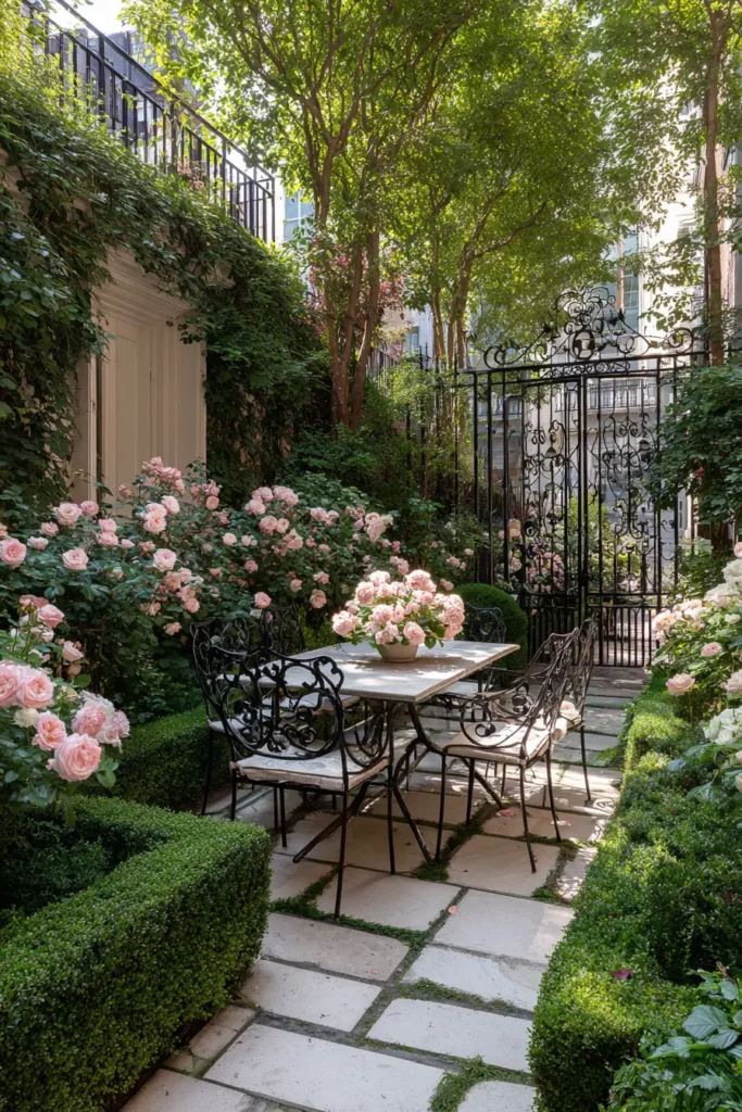 Elegant English Cottage Garden with Manicured Hedges