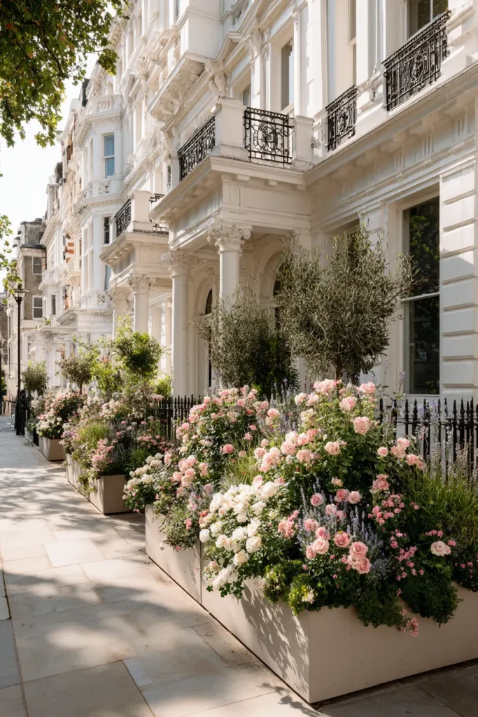 Elegant Floral Patio Planters with Roses