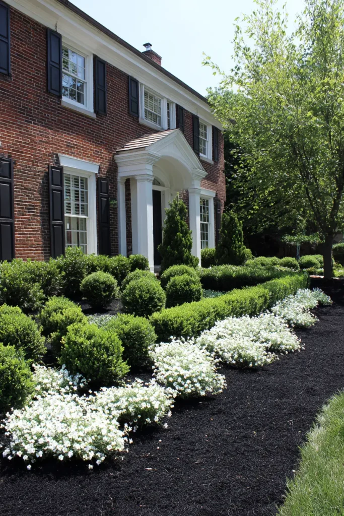 Elegant White Flower and Boxwood Design
