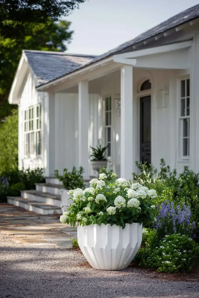 Elegant White Planter Box with Roses