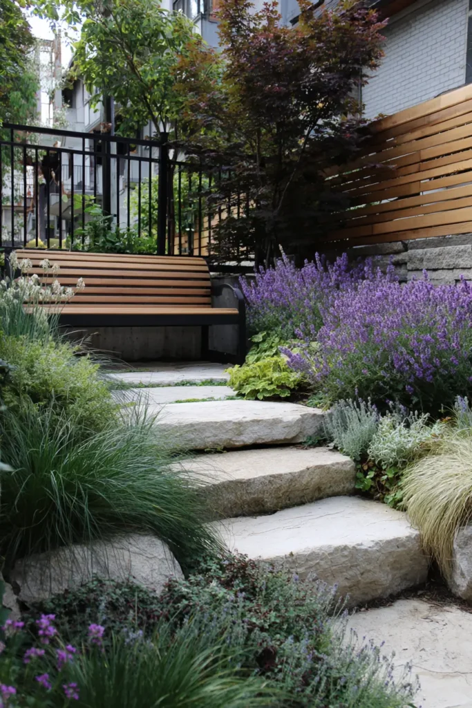 Elevated Lavender Stone Terrace Garden