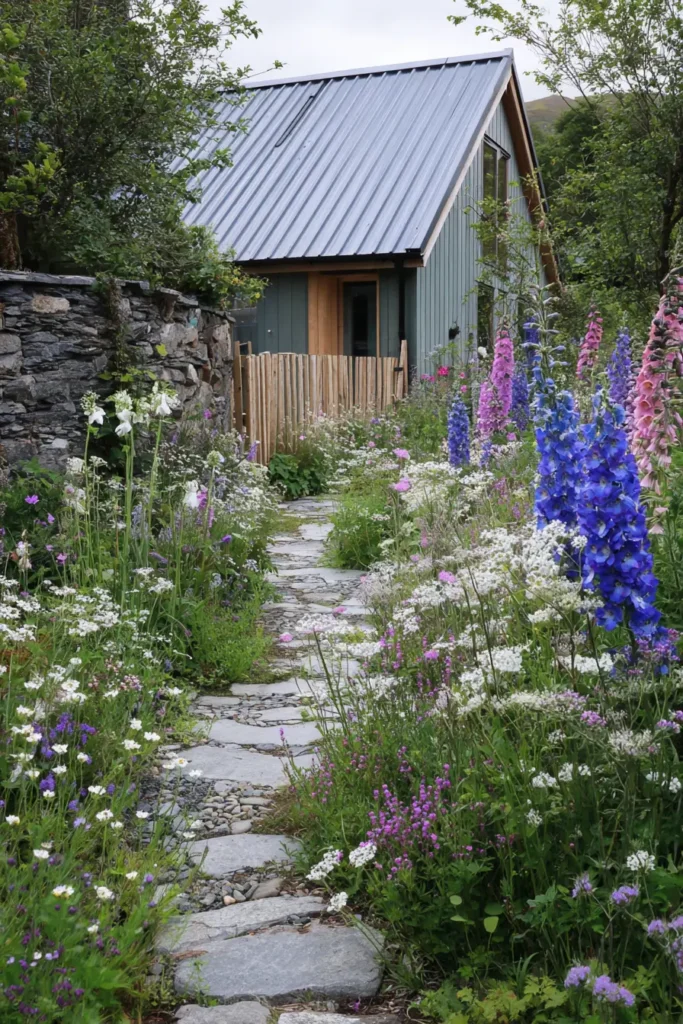 English Cottage Garden With Flower-Lined Pathway