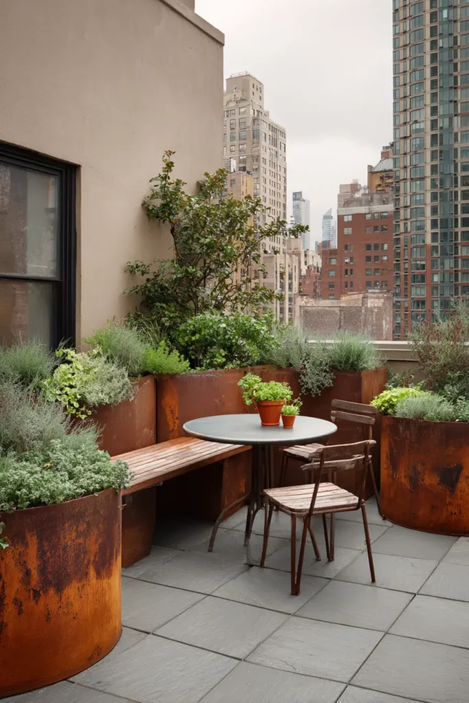 Herb Garden with Rustic Planters
