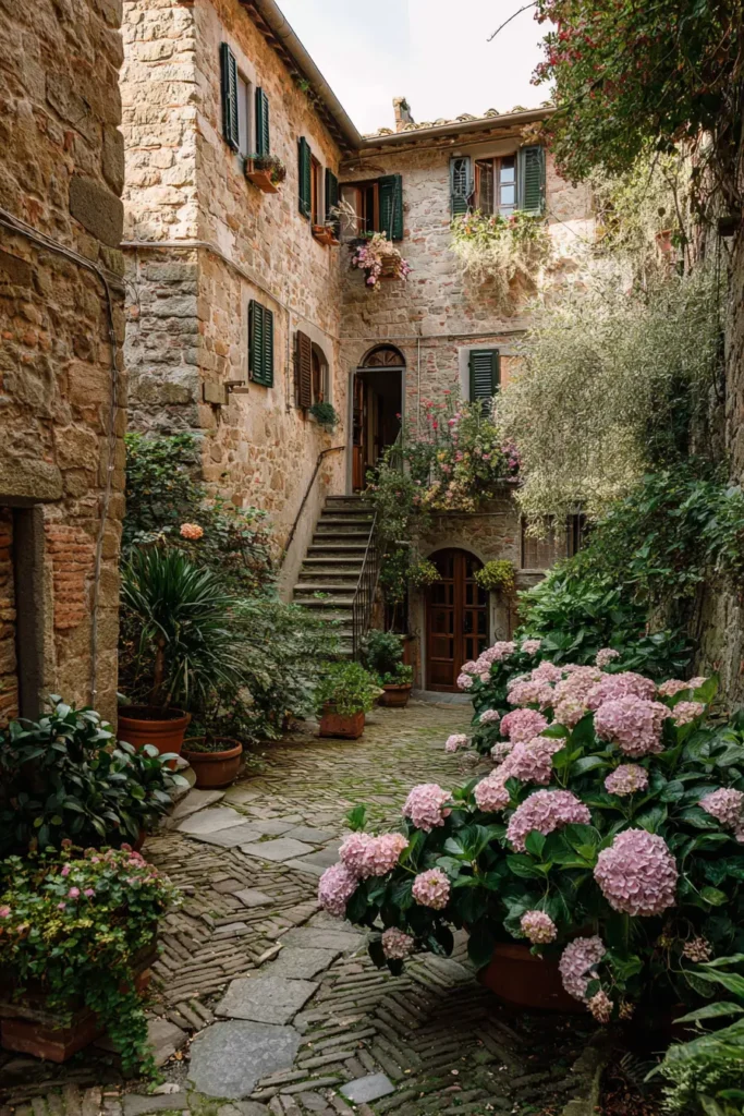 Hydrangea-Filled Courtyard
