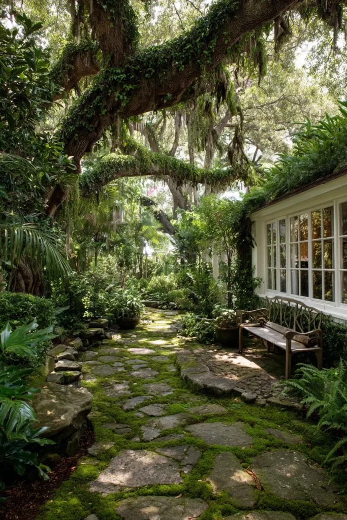 Jungle Oasis with Hidden Stone Bench