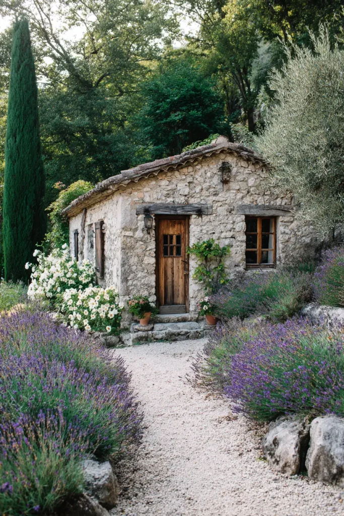 Lavender and Stone Garden Shed