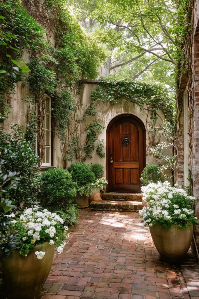Lush English Courtyard with Ferns