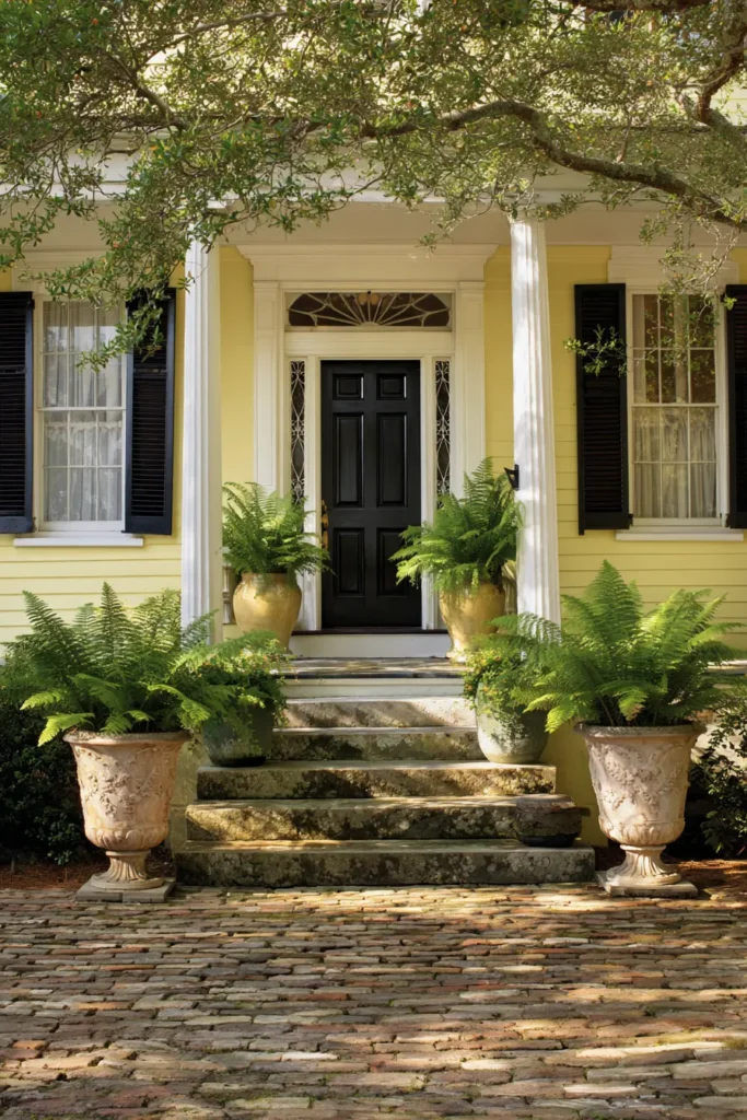 Lush Ferns in Elegant Urn Planters