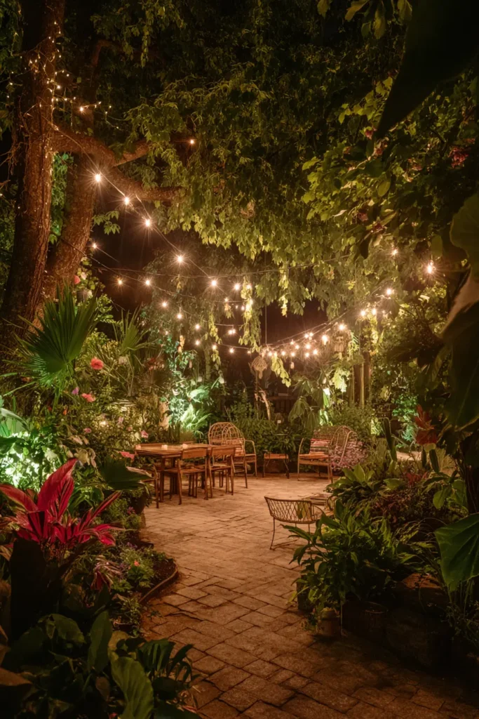 Lush Garden Featuring Lighting Elements