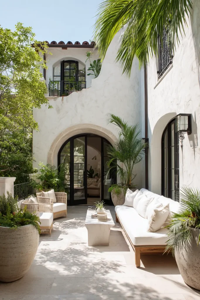 Lush Tropical Patio with Planters