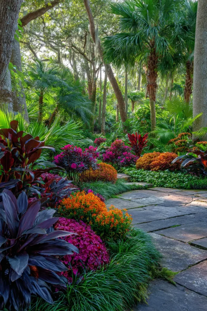 Lush Tropical Planting with Pathway