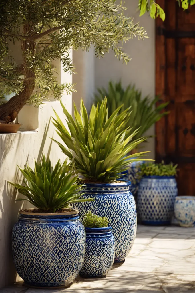 Mediterranean-Inspired Patio with Planters