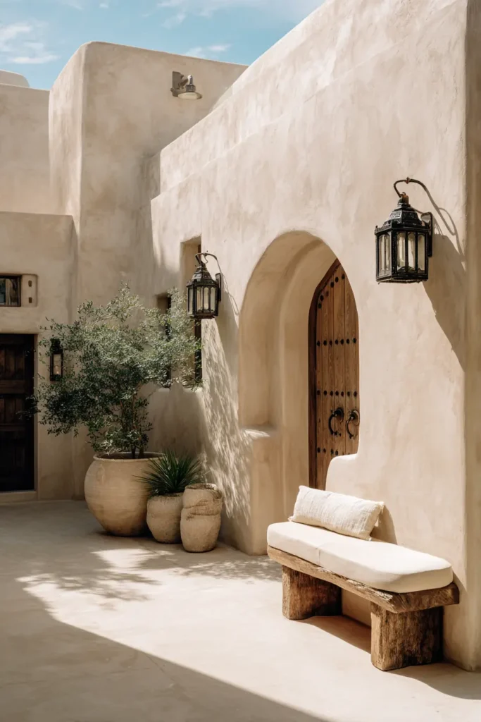 Minimalist Courtyard with Bougainvillea Vines