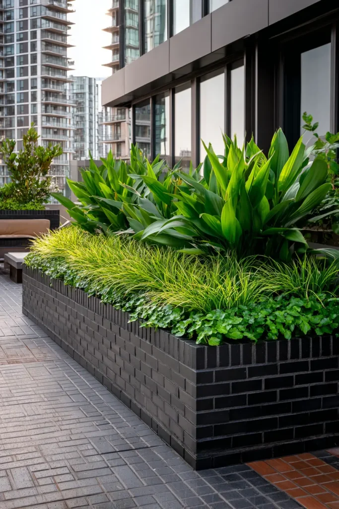 Modern Black Brick Flower Bed Border