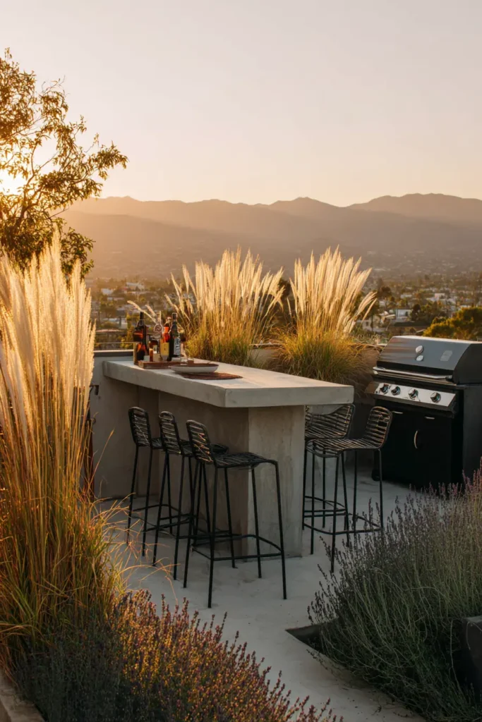 Modern Concrete Outdoor Bar Setup