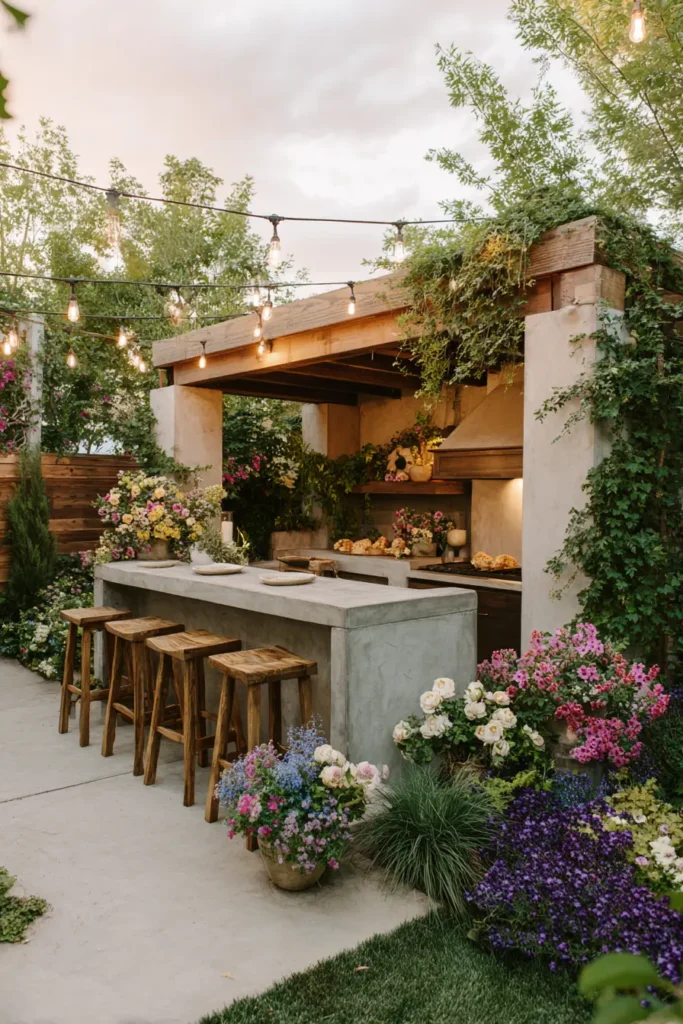 Modern Concrete Outdoor Kitchen Bar