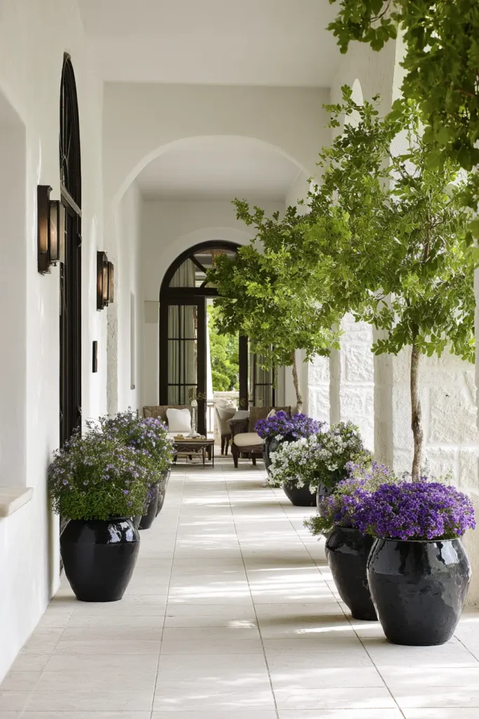 Modern Container Garden with Purple Flowers