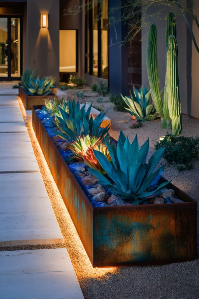 Modern Desert Garden Border Lighting