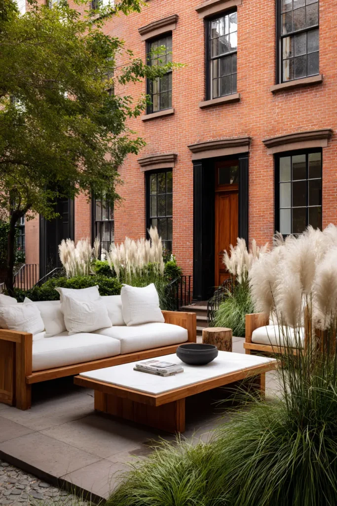 Modern Gravel Courtyard with Pampas Grass