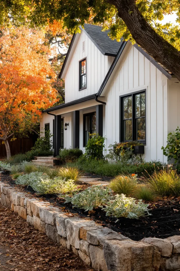 Modern Minimalist Black Mulch Landscape Design