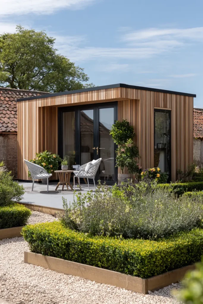 Modern Minimalist Courtyard with Lavender