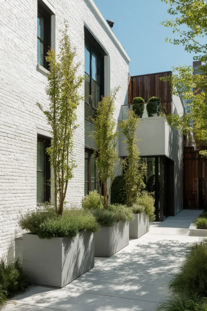 Modern Minimalist Greenery in Planters